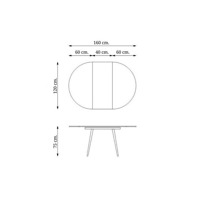 Tavolo rotondo allungabile Cordelia bianco con gambe nere 120x120x75