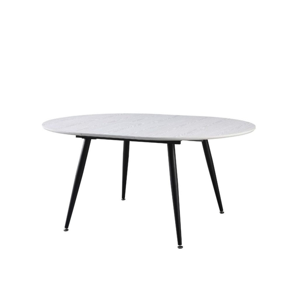 Tavolo rotondo allungabile Cordelia bianco con gambe nere 120x120x75