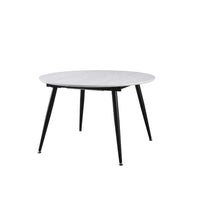 Tavolo rotondo allungabile Cordelia bianco con gambe nere 120x120x75