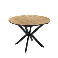 Tavolo rotondo allungabile piano colore rovere e gambe nere Dobok 110x110x76H