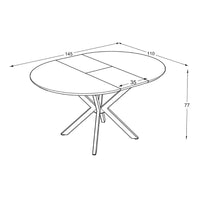 Tavolo rotondo allungabile piano colore rovere e gambe nere Dobok 110x110x76H