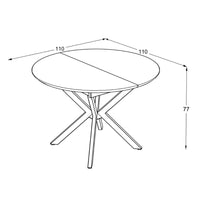 Tavolo rotondo allungabile piano colore rovere e gambe nere Dobok 110x110x76H