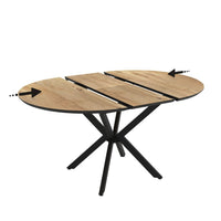 Tavolo rotondo allungabile piano colore rovere e gambe nere Dobok 110x110x76H