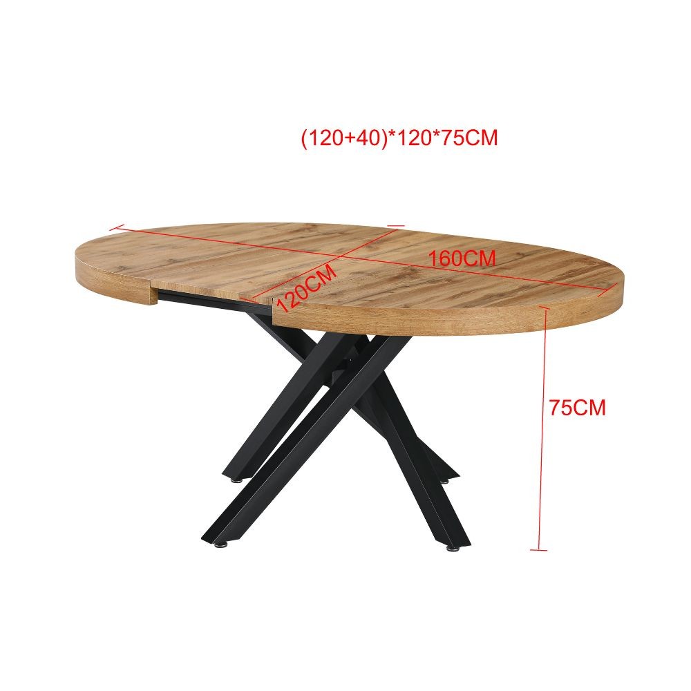 Tavolo rotondo allungabile Raven con piano bianco opaco e gambe shangai nero 120x120x75H