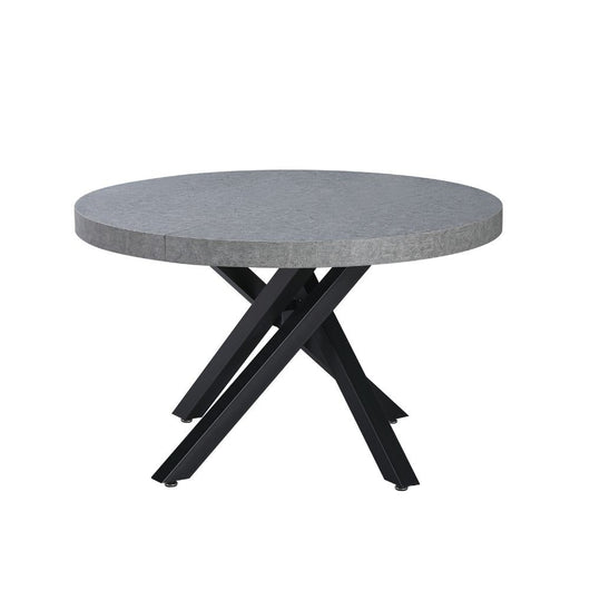 Tavolo rotondo allungabile Raven con piano cemento e gambe shangai nero 120x120x75H