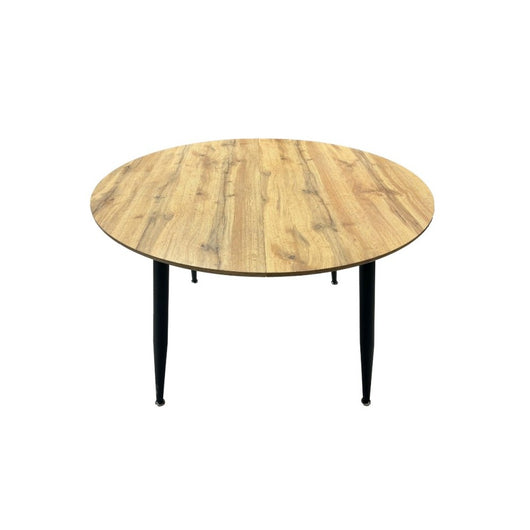 Tavolo rotondo allungabile Cordelia rovere con gambe nere 120x120x75