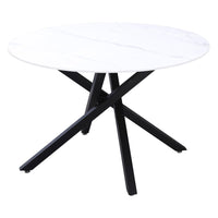 Tavolo Rotondo Astor ø120x75cm Top Ceramica Amica Bianco Marmorizzato