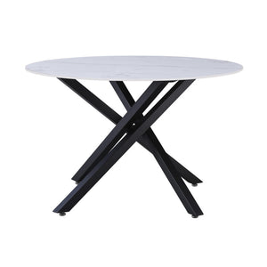 Tavolo Rotondo Astor ø120x75cm Top Ceramica Amica Bianco Marmorizzato