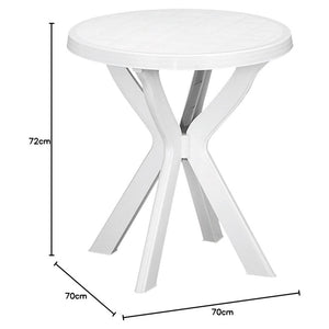 Trade Shop - Tavolo Rotondo Da Giardino Don Bianco Resistente 70xh72cm Arredo Da Esterno 012139 -        