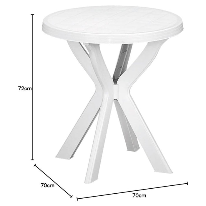 Trade Shop - Tavolo Rotondo Da Giardino Don Bianco Resistente 70xh72cm Arredo Da Esterno 012139 -        