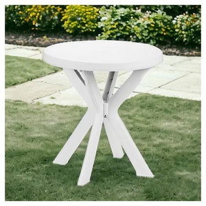 Trade Shop - Tavolo Rotondo Da Giardino Don Bianco Resistente 70xh72cm Arredo Da Esterno 012139 -        
