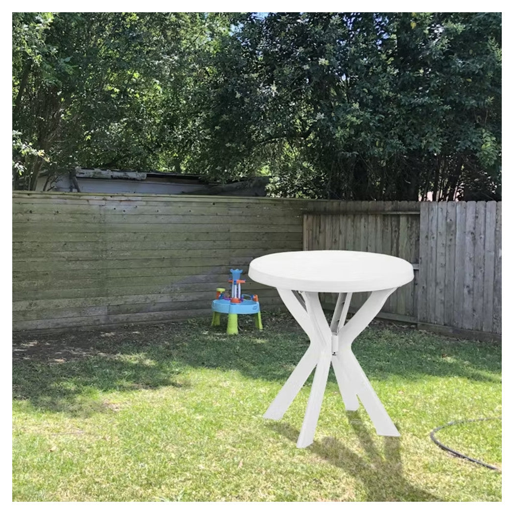 Trade Shop - Tavolo Rotondo Da Giardino Don Bianco Resistente 70xh72cm Arredo Da Esterno 012139 -        