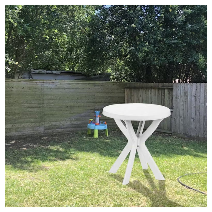 Trade Shop - Tavolo Rotondo Da Giardino Don Bianco Resistente 70xh72cm Arredo Da Esterno 012139 -        