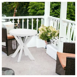 Trade Shop - Tavolo Rotondo Da Giardino Don Bianco Resistente 70xh72cm Arredo Da Esterno 012139 -        