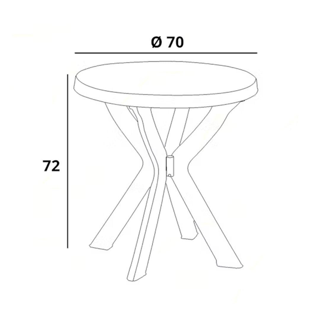 Trade Shop - Tavolo Rotondo Da Giardino Don Bianco Resistente 70xh72cm Arredo Da Esterno 012139 -        