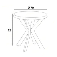 Trade Shop - Tavolo Rotondo Da Giardino Don Bianco Resistente 70xh72cm Arredo Da Esterno 012139 -        