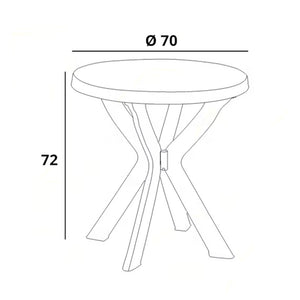 Trade Shop - Tavolo Rotondo Da Giardino Don Bianco Resistente 70xh72cm Arredo Da Esterno 012139 -        