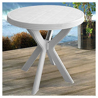 Trade Shop - Tavolo Rotondo Da Giardino Don Bianco Resistente 70xh72cm Arredo Da Esterno 012139 -        