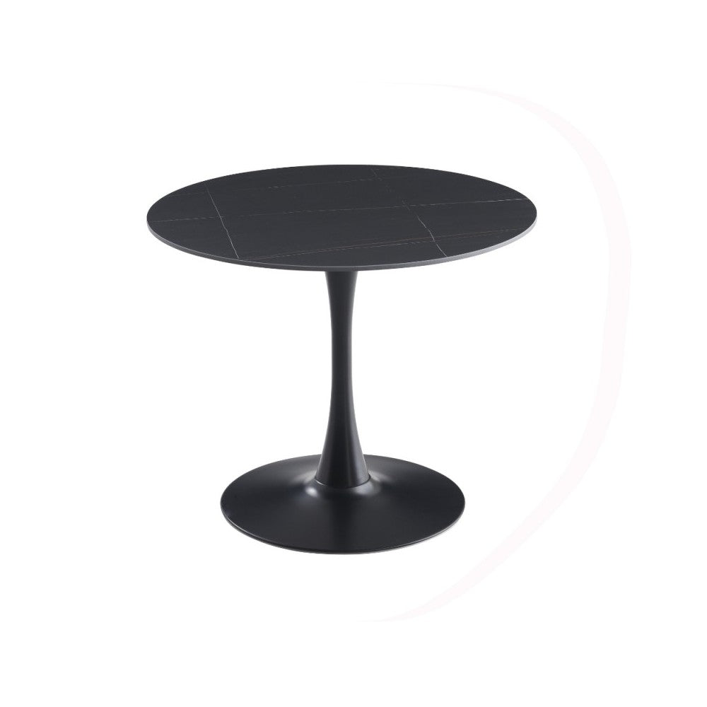 Tavolo rotondo Dot piano ceramica effetto marmo nero e oro