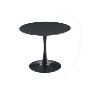 Tavolo rotondo Dot piano ceramica effetto marmo nero e oro