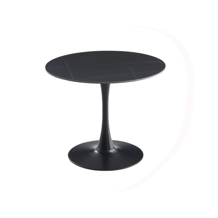 Tavolo rotondo Dot piano ceramica effetto marmo nero e oro