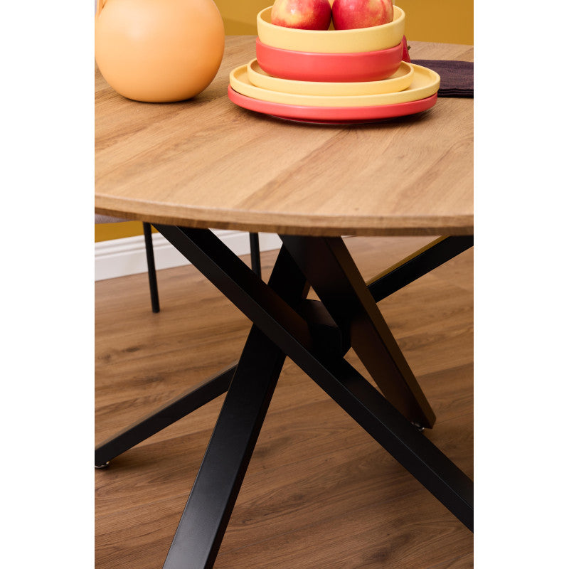 Tavolo Rotondo Jasper ø120x75cm Top Noce + Gambe Nere