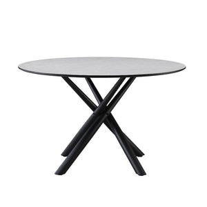 Tavolo rotondo Logan piano cemento e gambe nere 120x120x76.5H