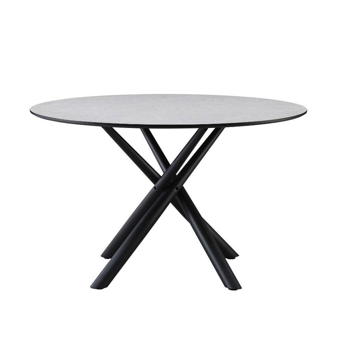 Tavolo rotondo Logan piano cemento e gambe nere 120x120x76.5H