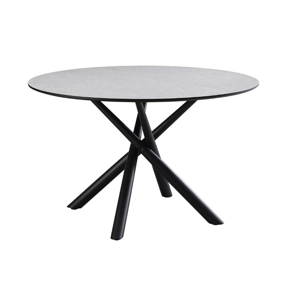 Tavolo rotondo Logan piano cemento e gambe nere 120x120x76.5H