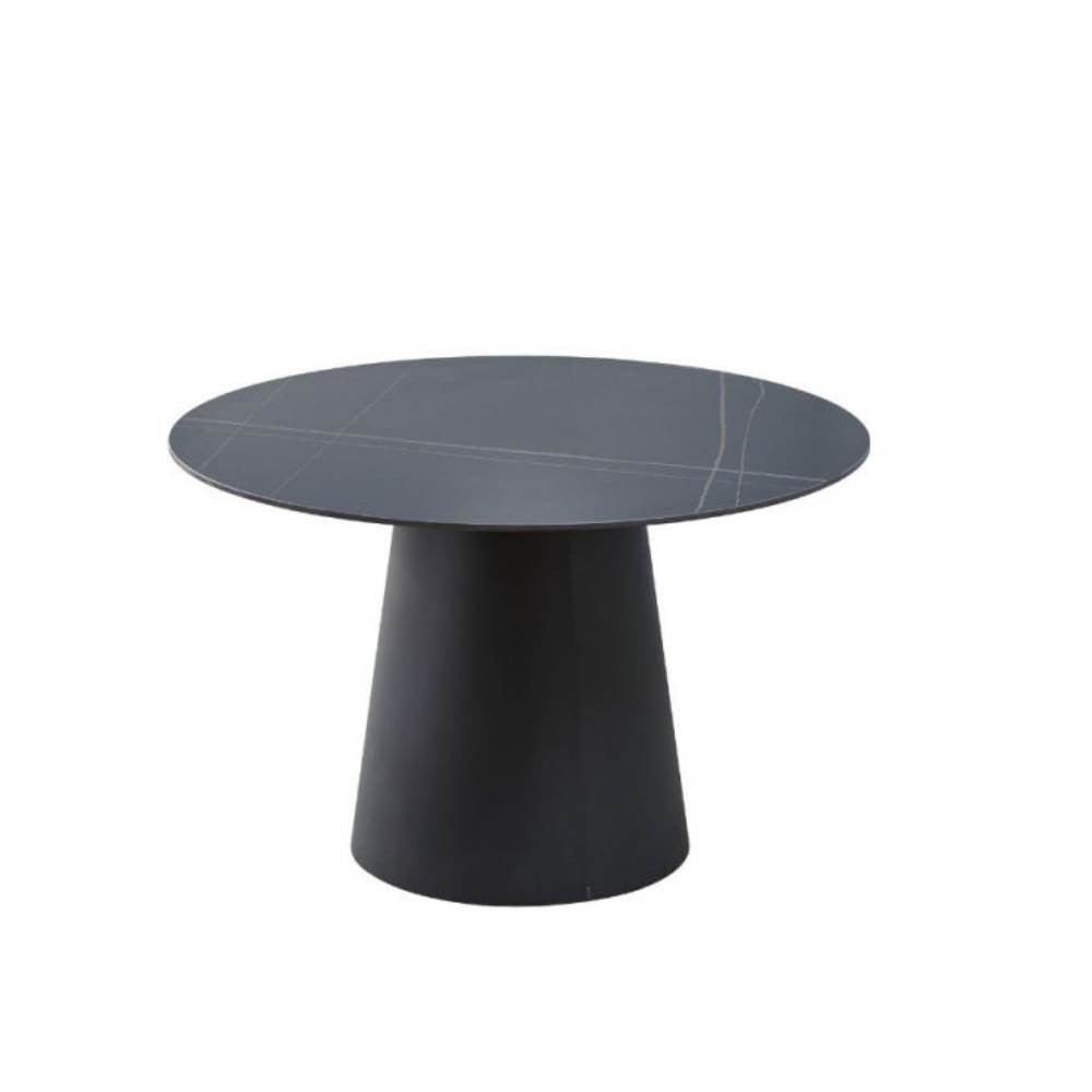 Tavolo rotondo Lauren piano ceramica effetto marmo nero oro 120x120x76h