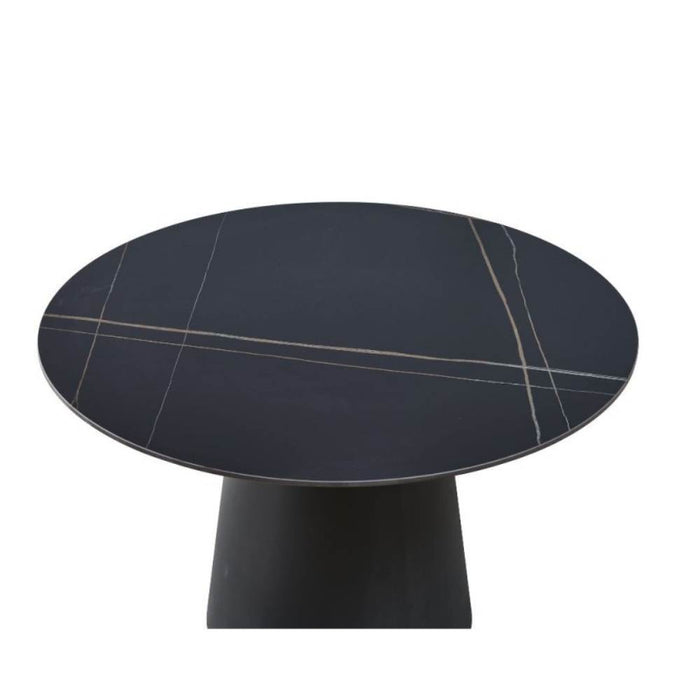 Tavolo rotondo Lauren piano ceramica effetto marmo nero oro 120x120x76h