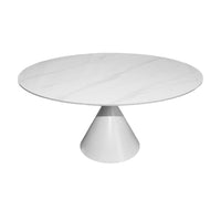 Tavolo rotondo Punto con piano effetto marmo bianco – 150x150x76H