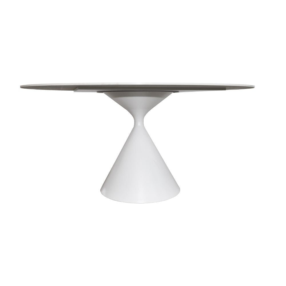 Tavolo rotondo Punto con piano effetto marmo bianco – 150x150x76H