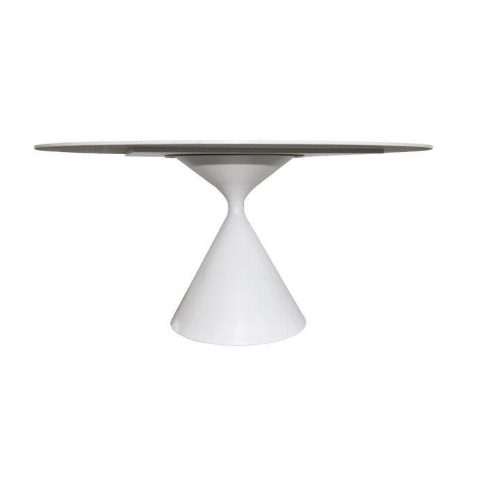 Tavolo rotondo Punto con piano effetto marmo bianco – 150x150x76H