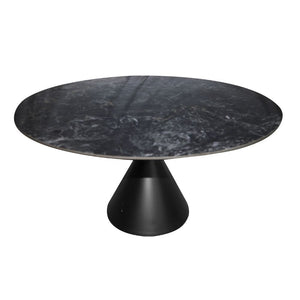 Tavolo rotondo Punto con piano effetto marmo nero – 150x150x76H