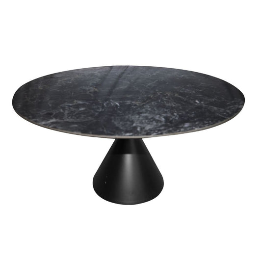 Tavolo rotondo Punto con piano effetto marmo nero – 150x150x76H