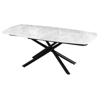 Tavolo Ryder 140(200)x90x76cm Top Ceramica Amica Bianco Marmorizzato Lucido