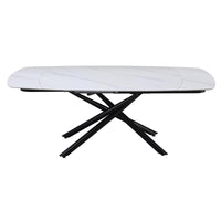 Tavolo Ryder 140(200)x90x76cm Top Ceramica Amica Bianco Marmorizzato Lucido