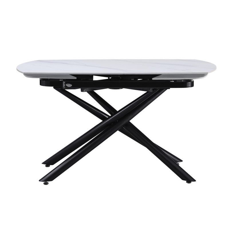 Tavolo Ryder 140(200)x90x76cm Top Ceramica Amica Bianco Marmorizzato Lucido