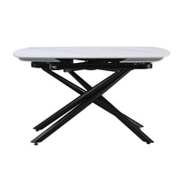 Tavolo Ryder 140(200)x90x76cm Top Ceramica Amica Bianco Marmorizzato Lucido