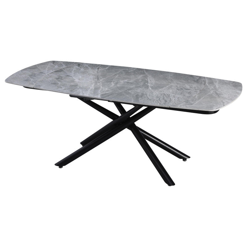 Tavolo Ryder 140(200)x90x76cm Top Ceramica Amica Grigio Marmorizzato Lucido