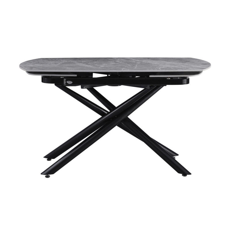 Tavolo Ryder 140(200)x90x76cm Top Ceramica Amica Grigio Marmorizzato Lucido