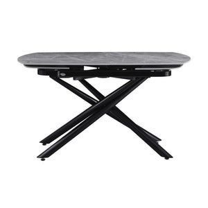 Tavolo Ryder 140(200)x90x76cm Top Ceramica Amica Grigio Marmorizzato Lucido