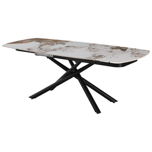 Tavolo Ryder 140(200)x90x76cm Top Ceramica Amica Marrone Marmorizzato Lucido