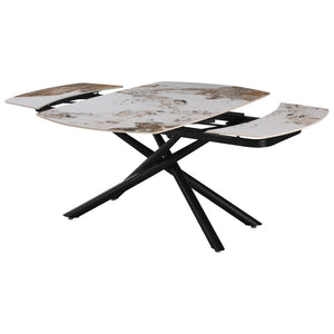 Tavolo Ryder 140(200)x90x76cm Top Ceramica Amica Marrone Marmorizzato Lucido