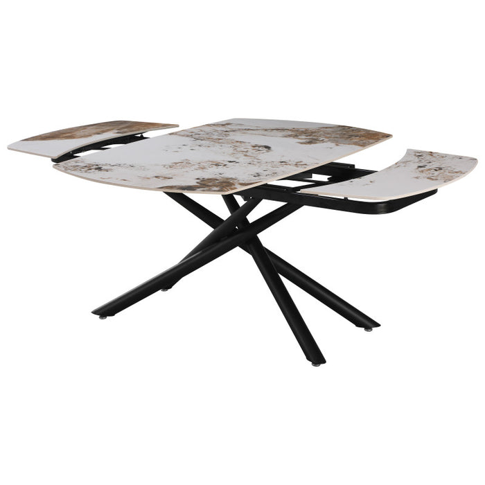 Tavolo Ryder 140(200)x90x76cm Top Ceramica Amica Marrone Marmorizzato Lucido