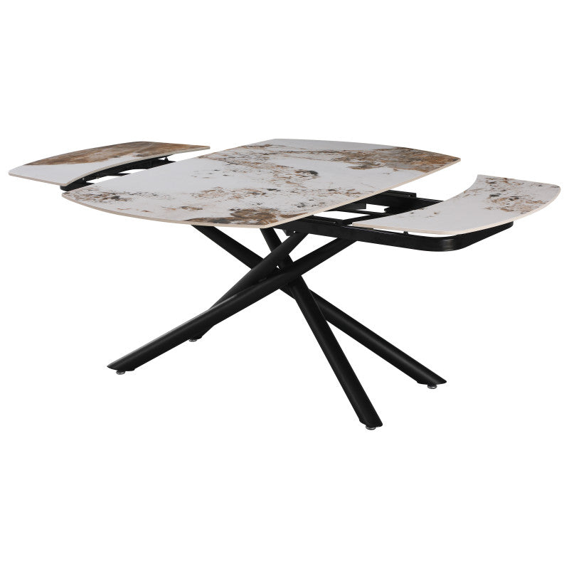 Tavolo Ryder 140(200)x90x76cm Top Ceramica Amica Marrone Marmorizzato Lucido