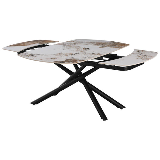 Tavolo Ryder 140(200)x90x76cm Top Ceramica Amica Marrone Marmorizzato Lucido