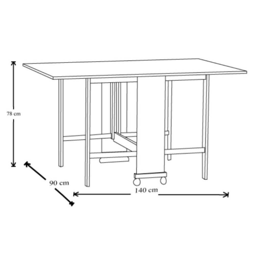 Tavolo Salvaspazio Trio Pieghevole 24x90x78 cm Bianco Frassinato