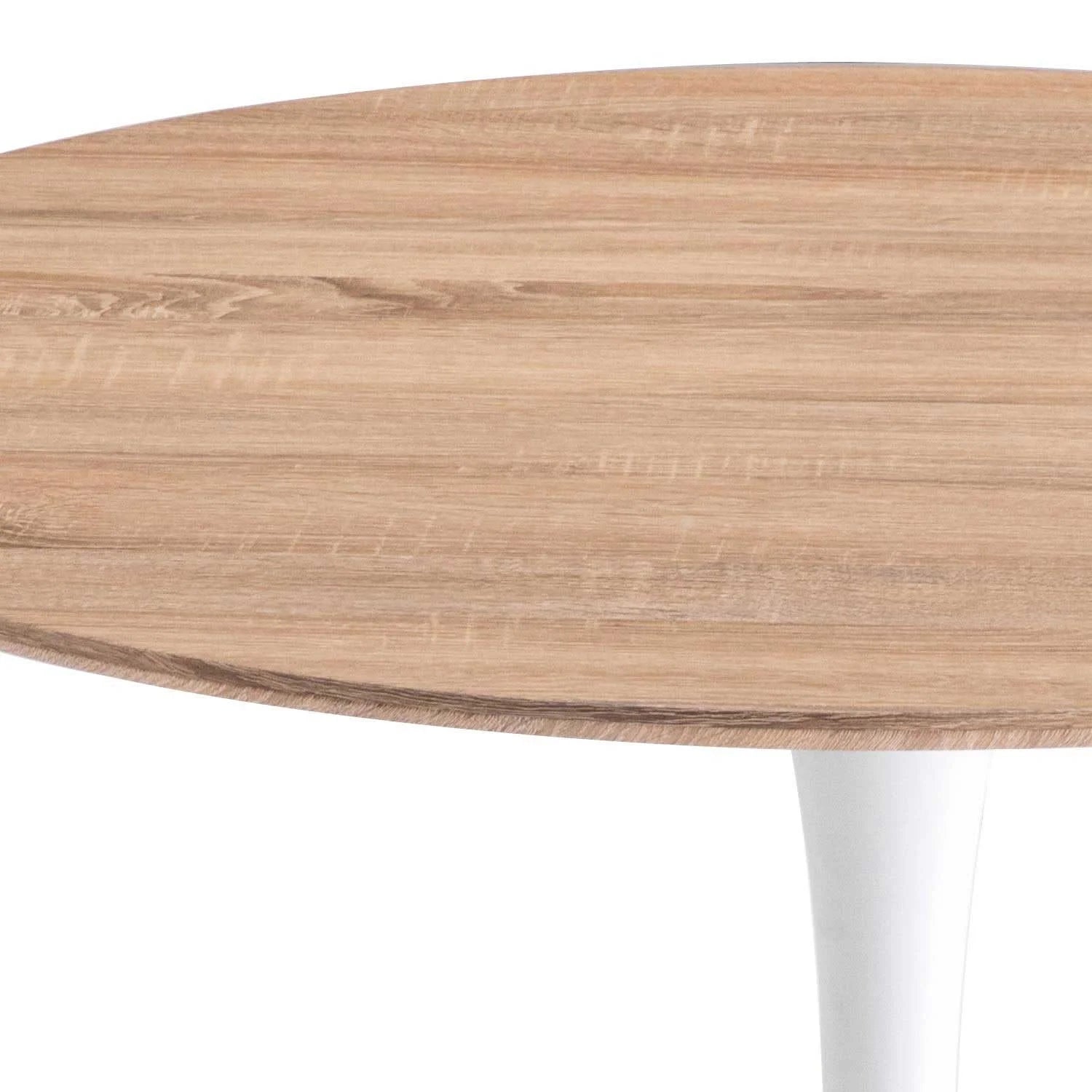 LÚZETE - TAVOLO SAN ANTONI Ø90 CM GAMBA BIANCA PIANO BIANCO PIANO NATURALE